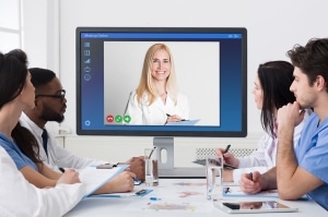 Virtual nurse instructor educating nursing students